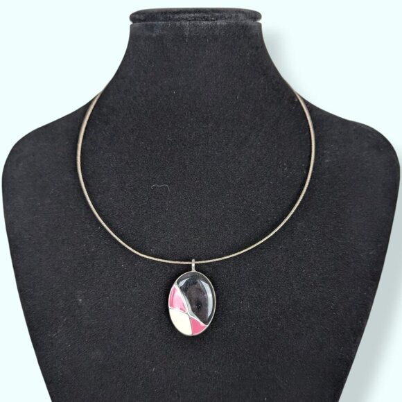 (2/$20) Twisted Cable Enamel Pendant Necklace - Picture 1 of 5